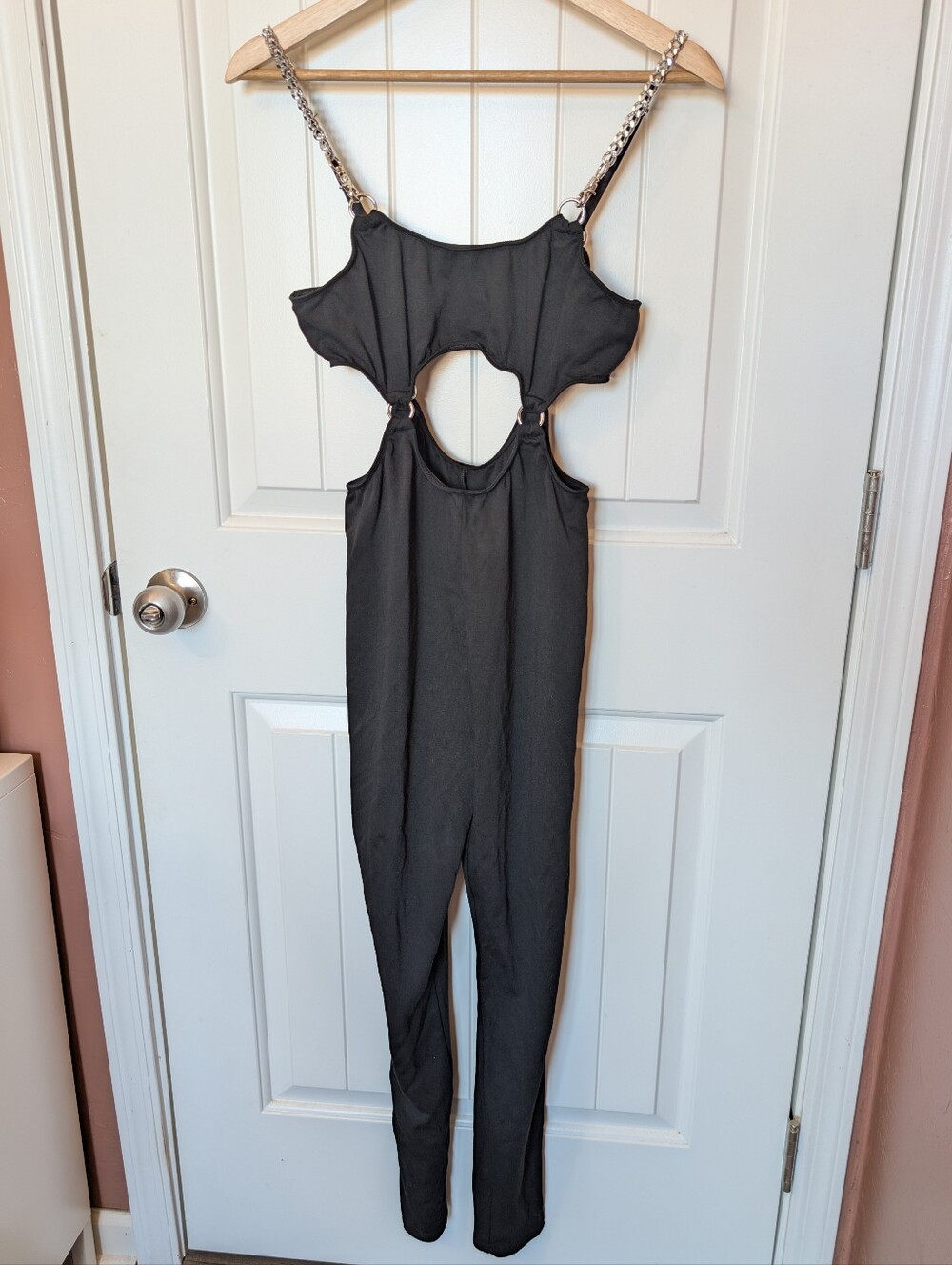 POSTER GRL Cutout Jumpsuit Large Black/Silver Hardware